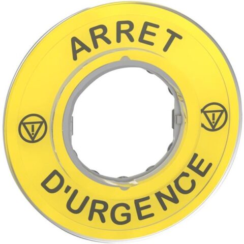 Boutons-poussoirs + accessoir. Légende Ø60mm - ARRET D'URGENCE - jaune Schneider Automation