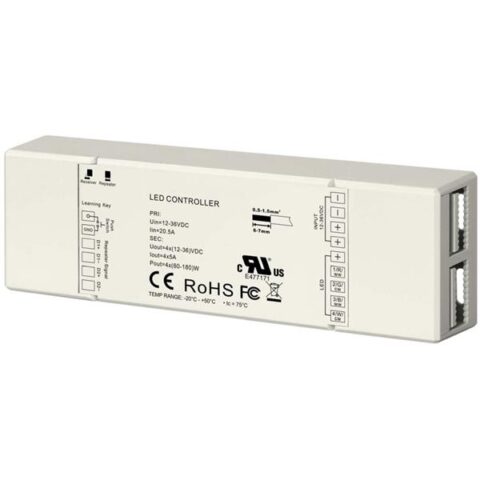 Gestion d'éclairage LED RF ONTVANGER 4 KANAALS 12-24VDC 4X5A UNI-BRIGHT