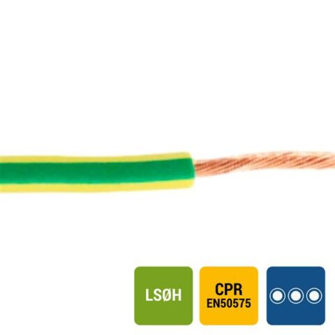 H05/07Z(1)-U/R =>25 A+B H07Z1-R CCA S1D2A1 VERT/JAUNE 10MM² CABLE D'INSTALLATION