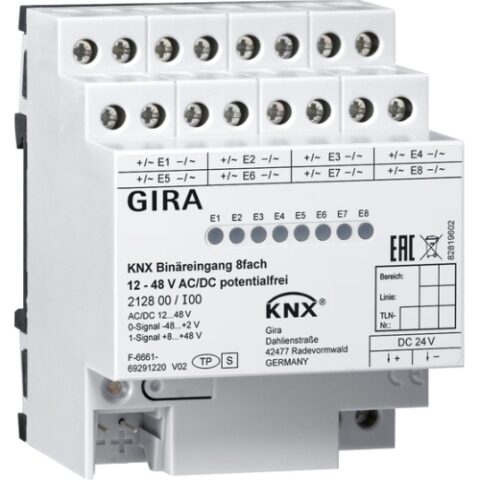 KNX Entr. bin. 8x 12 - 48 V AC/DC sans pot. GIRA