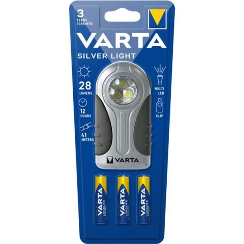 Lampes de poche Torche Silver Light + 3x AAA VARTA