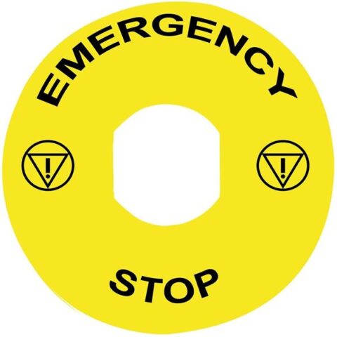 Lampes temoin + accessoires Etiquette EMERGENCY STOP Ø90mm - jaune Schneider Automation