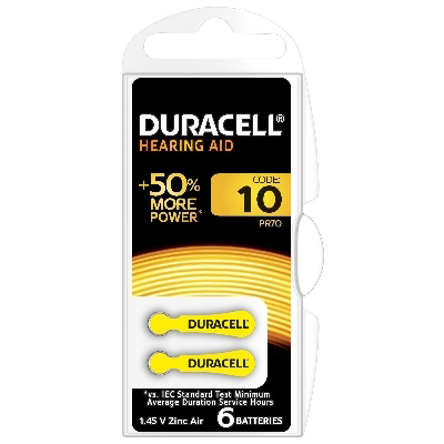 Piles DURACELL SPECIALTY HEARING AID 10 (x6) DURACELL