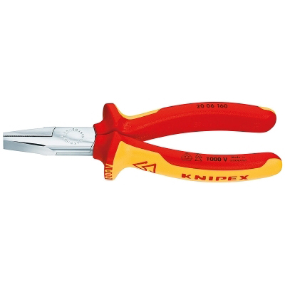 Pinces + accessoires Pince à becs plats et courts VDE 160mm KNIPEX