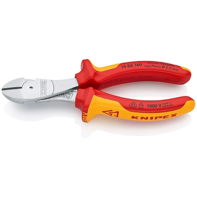 Pinces + accessoires Pince coupante de côté VDE chromée 160mm KNIPEX