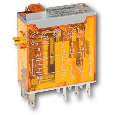 Relais de puissance mini+acce. REL IND+IM+BT 2RT 24VDC FINDER