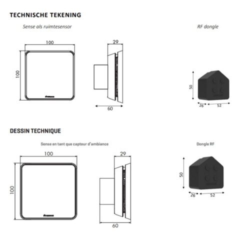 Accessoires traitement del'air Kit FPF Sonde d'ambiance 3x Sense Renson