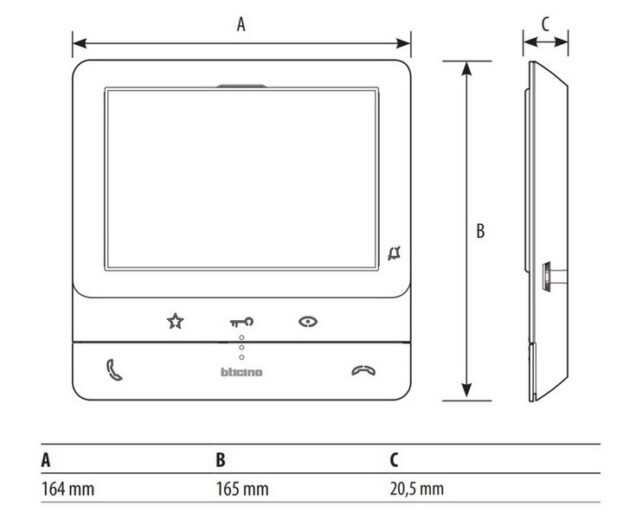 videoposte bticino classe100X16E dimensions