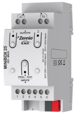 KNX MINiBOX 25 - 2 sorties 16A / 5 entrées Zennio