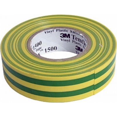 Tapes speciaux Temflex 1500 ruban 19mmx20m vert/jaune 3M