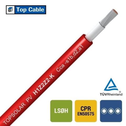 Câble photovoltaïque CABLE SOLAR TUV CCA ROUGE 10MM² TOPCABLE