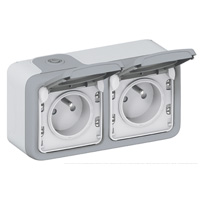 Plexo 55 S Plexo prise 2x2P+T horizontal GP gris LEGRAND