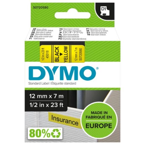 Repèrage ruban Tape D1 12mm noir/jaune DYMO