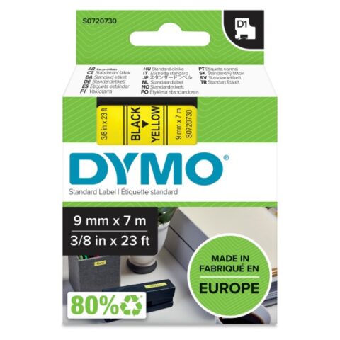 Repèrage ruban Tape D1 9mm noir/jaune DYMO