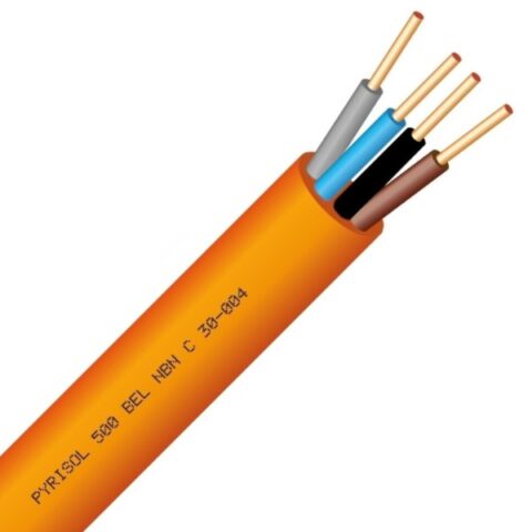 CABLE ANTI-FEU BELGE PYRISOL F2 FR2 RF1H30 500V ORANGE 4X1